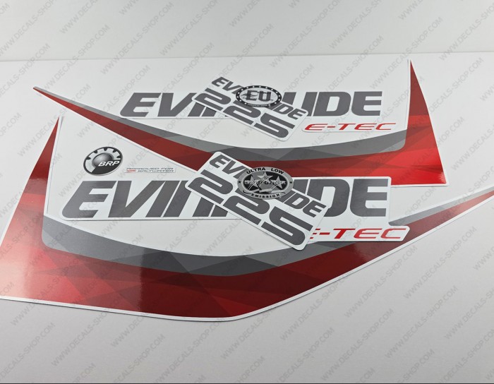 Evinrude 225HP E-tec 2011-2014 White Cowl Outboard Decal Kit